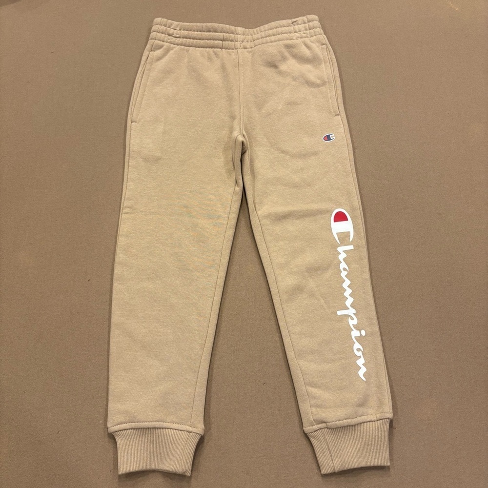 Champion Boy’s Heritage Graphic Joggers/Sweatpants Khaki/Tan With Logo Size 6
